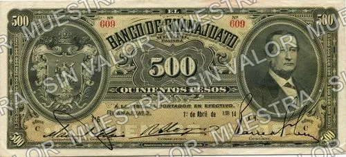 500 pesos, Banco de Guanajuato (M355), anverso