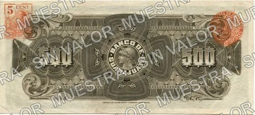 500 pesos, Banco de Guanajuato (M355), reverso
