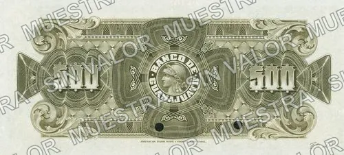 500 pesos, Banco de Guanajuato (M355), M355s $500 specimen, reverso