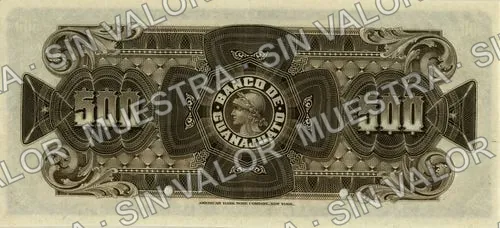 500 pesos, Banco de Guanajuato (M355), M355s $500 specimen, reverso