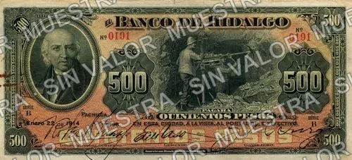 500 pesos, Banco de Hidalgo (M374), M374a $500 Banco de Hidalgo, anverso