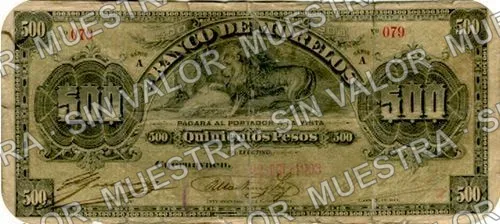 500 pesos, Banco de Morelos (M422), anverso