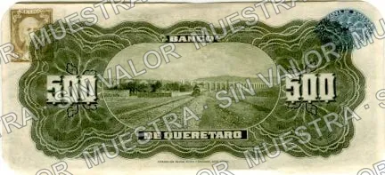 500 pesos, Banco de Querétaro (M478), reverso