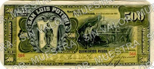 500 pesos, Banco de San Luis Potosí (M489), anverso