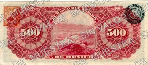 500 pesos, Banco del Estado de México (M401), M401b $500 Banco del Estado de México, reverso