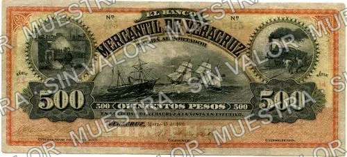 500 pesos, Banco Mercantil de Veracruz (M534), anverso