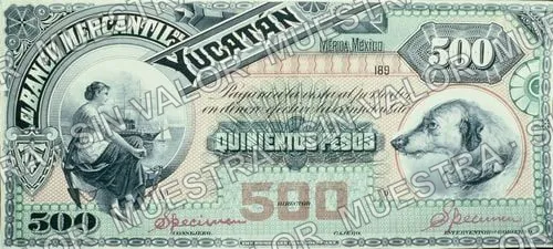 500 pesos, Banco Mercantil de Yucatán (M545), anverso