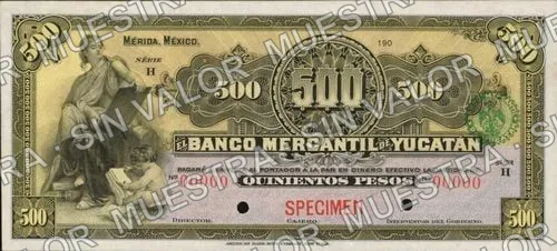 500 pesos, Banco Mercantil de Yucatán (M552), anverso