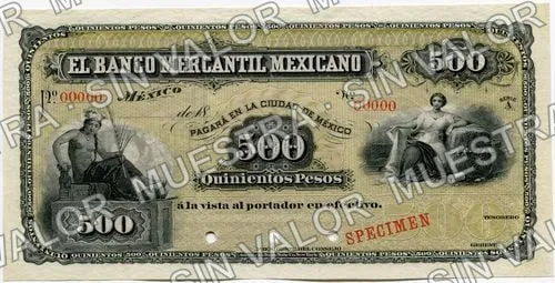500 pesos, Banco Mercantil Mexicano (M288), anverso