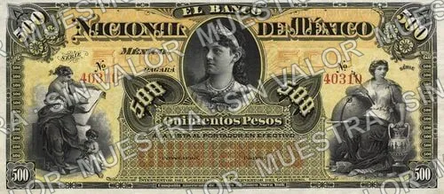 500 pesos, Banco Nacional de México (M304), M304 $500 Banco Nacional de México, anverso