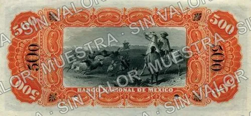 500 pesos, Banco Nacional de México (M304), M304 $500 Banco Nacional de México, reverso