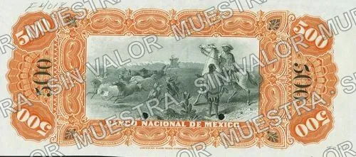 500 pesos, Banco Nacional de México (M304), M304s $500 Banco Nacional de México specimen, anverso