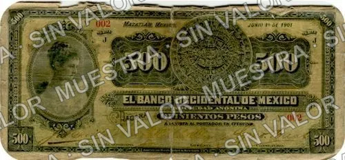 500 pesos, Banco Occidental de México (M500), anverso
