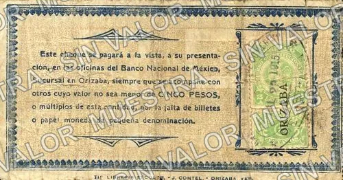 75 centavos, Cámara Nacional de Comercio (M4057), reverso