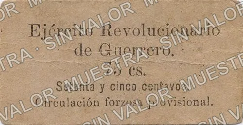 75 centavos, Ejército Revolucionario de Guerrero (M1883), anverso