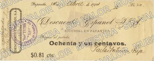 81 centavos, Descuento Español (M4065), anverso