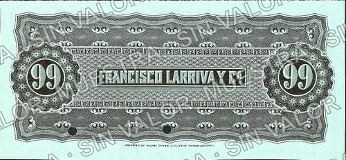 99 centavos, Compañía Minera de Batopilas (M620), reverso
