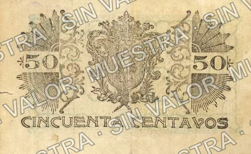 Administración General de Rentas (M1662), reverso (M1662a 50c Administración General de Rentas)