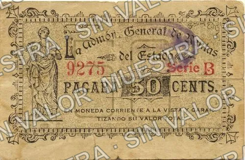 Administración General de Rentas (M1662), anverso (M1662b 50c Administración General de Rentas)