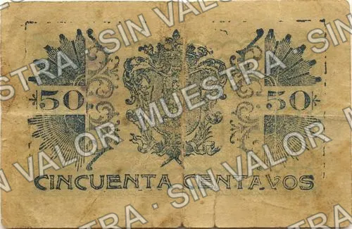Administración General de Rentas (M1662), reverso (M1662b 50c Administración General de Rentas)