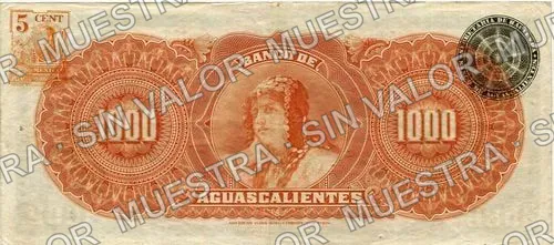 Banco de Aguascalientes (M57), reverso