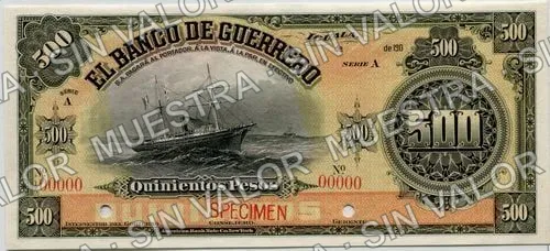 Banco de Durango (M366), M366s $500 Banco de Guerrero, anverso