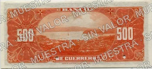 Banco de Durango (M366), M366s $500 Banco de Guerrero, reverso