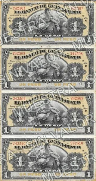 Banco de Guanajuato (M348), anverso (M348r $1 unissued remainders)