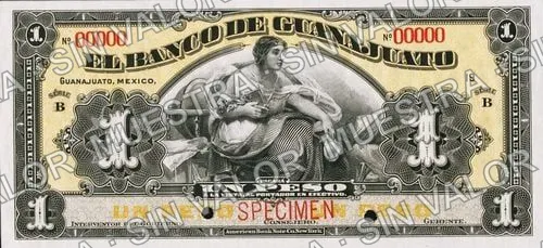Banco de Guanajuato (M348), anverso (M348s $1 specimen)