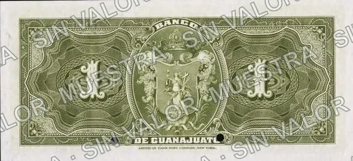 Banco de Guanajuato (M348), reverso (M348s $1 specimen)