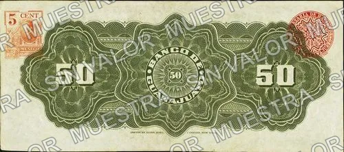 Banco de Guanajuato (M352), M352b $50 Banco de Guanajuato, reverso