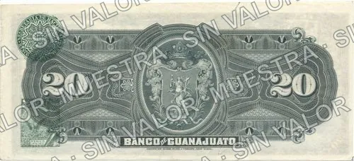 Banco de Guanajuato (M352), M352c $20 Banco de Guanajuato, reverso