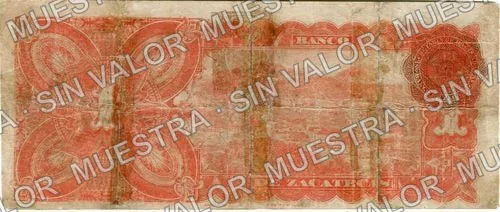 Banco de Zacatecas (M574), M574a $1 Banco de Zacatecas, reverso