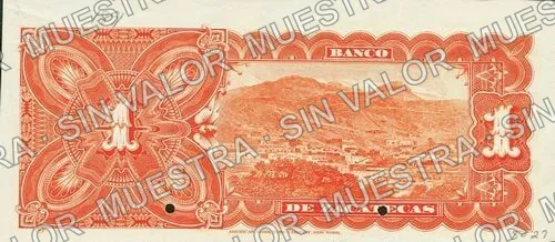 Banco de Zacatecas (M574), M574s $1 Banco de Zacatecas specimen, reverso