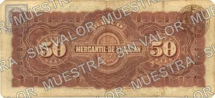 Banco Mercantil de Yucatán (M550), M550a $10 Banco Mercantil de Yucatán, reverso