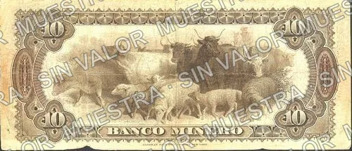 Banco Minero (M133), M133b $10 Banco Minero, reverso