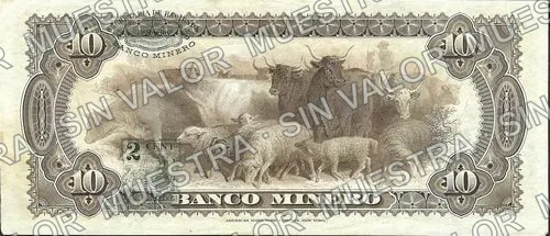 Banco Minero (M133), reverso (M133d $10 Banco Minero)
