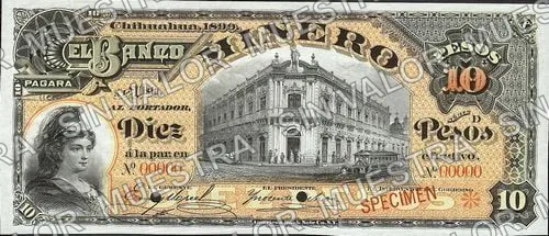Banco Minero (M133), M133s $10 Banco Minero specimen, anverso