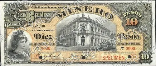 Banco Minero (M133), M133s $10 Banco Minero specimen, anverso