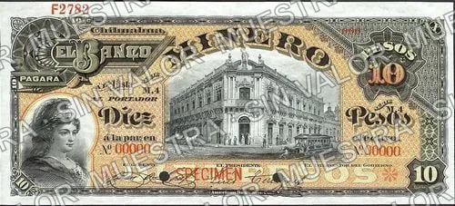 Banco Minero (M133), M133s $10 Banco Minero specimen, anverso
