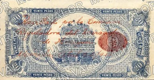 Comisión Reguladora (M4159), M4159e 20c Comisión Reguladora resellado, reverso