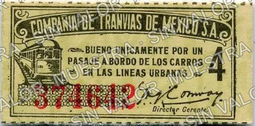 Compañía de Tranvías de México (M1328), M1328 Compañía de Tranvías de México, anverso