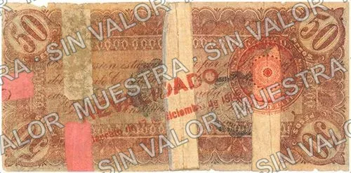 Estado de Durango (M1496), reverso (M1496b $50 Estado de Durango)