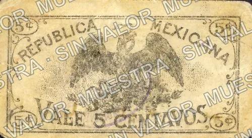 Gobierno Provisional de Michoacán italic 'No' (M2920), M2920a 5c Gobierno Provisional de Michoacán italic 'No', reverso