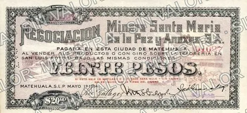 Santa María de la Paz (M3680), M3680b $20 Santa María de la Paz, anverso